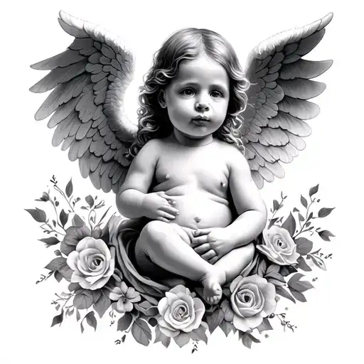 Baby Angel Memorial Tattoo Design Featuring