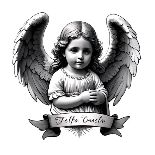 Baby Angel Memorial Tattoo Design Featuring