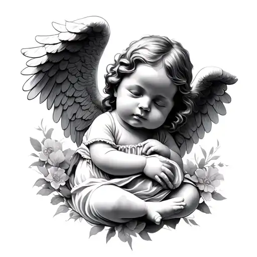 Baby Angel Memorial Tattoo Design Featuring