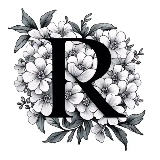 R With Forget Me Nots Surrounding