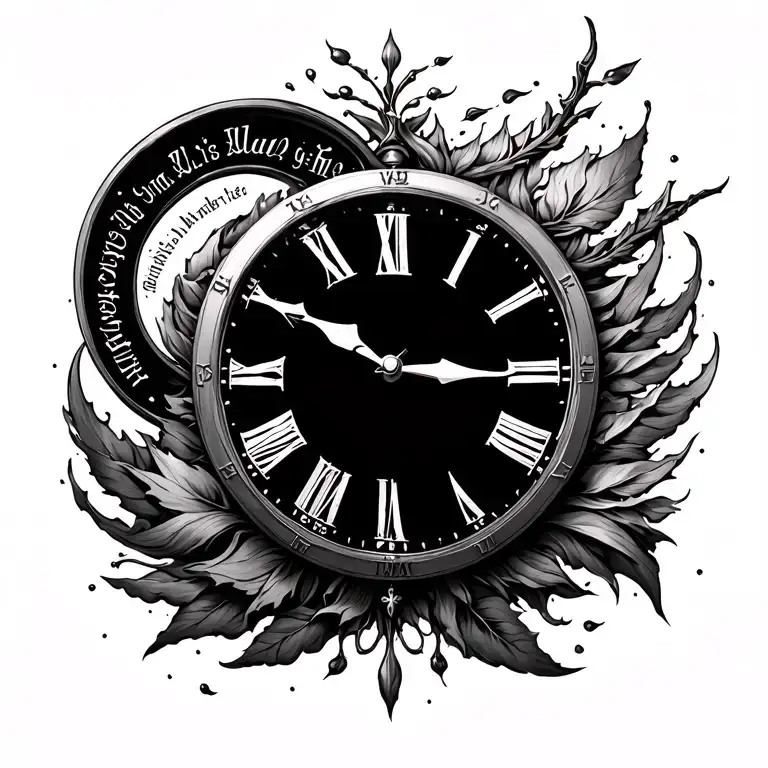 Clock At Top Of Back With Names And Dates Coming Out And Working Way Down Spine