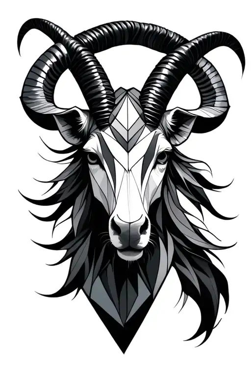 Geometric Capricorn Fine Line