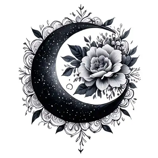 Crescent Moon Filigree Galaxy Floral Color