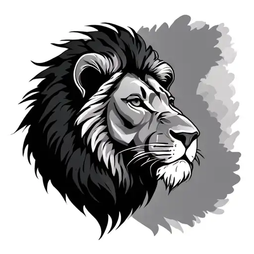 Black And Gray Lion