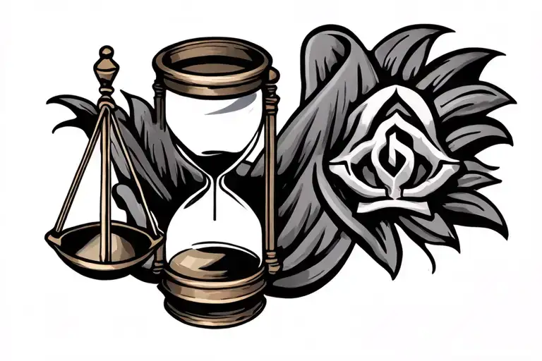 Symbol Of Justice With Hourglass