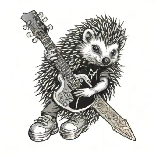 Hedgehog Dressed As A Rockstar With The Earth On The Background