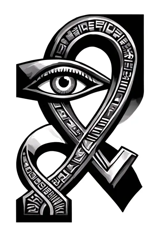 Egypt Thoth And Ankh Symbol With Eye And Hieroglyphics