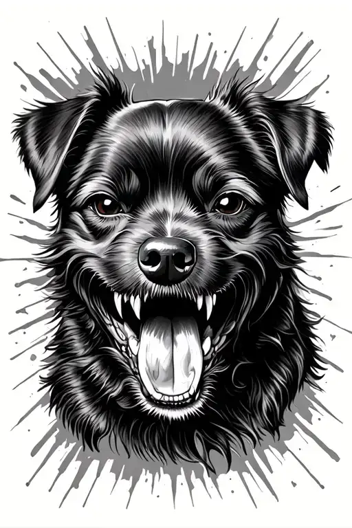 Gemini Tatto With Dog Face Agressive And Happy