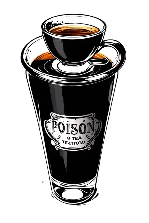 A Cup Of Tea And A Bottle Of Poison Next To It