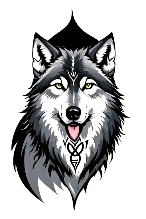Wolf With Celtic Runes