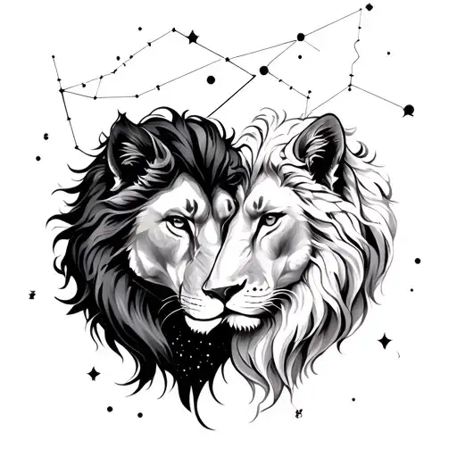 Cance And Leo Constellation Intertwined