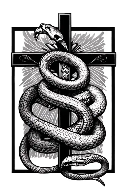 Snake Wrapping A Crucifix