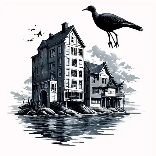 Shore Bird And Building Combo