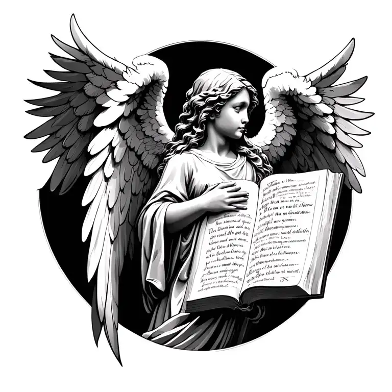 Angel With Wings And Bible Verse Written