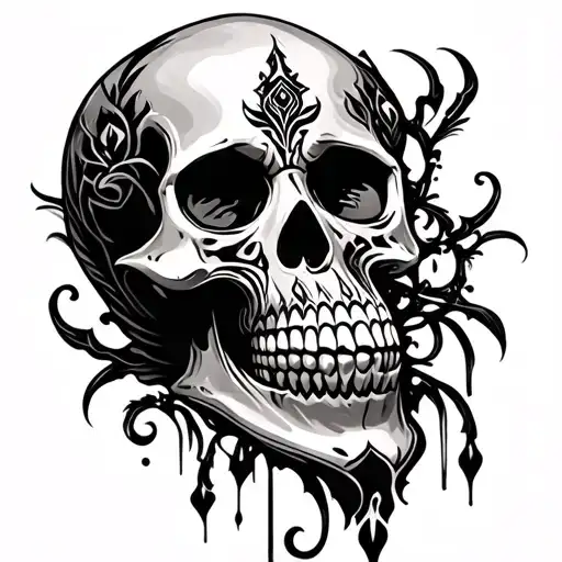 Neo Gothic Tribal Art Skull