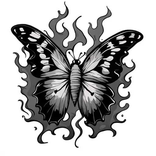 Butter Fly With Flames Coming Off