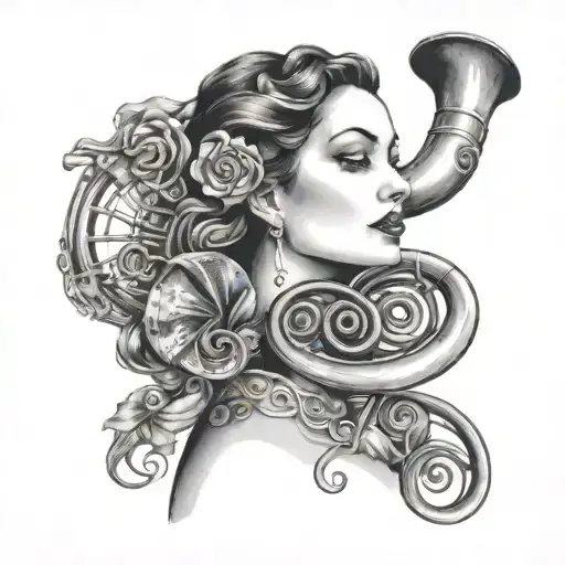 French Horn Woman Face