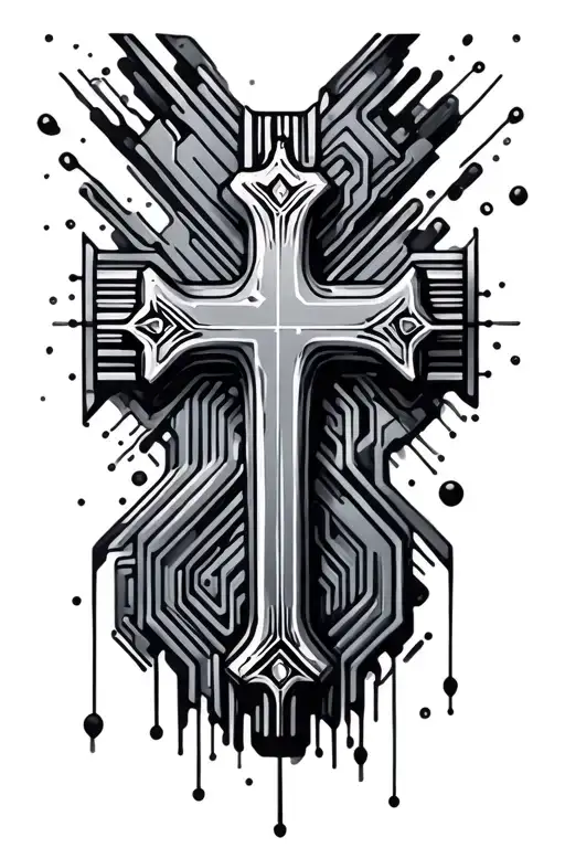 Cross With Digital Circuit Design