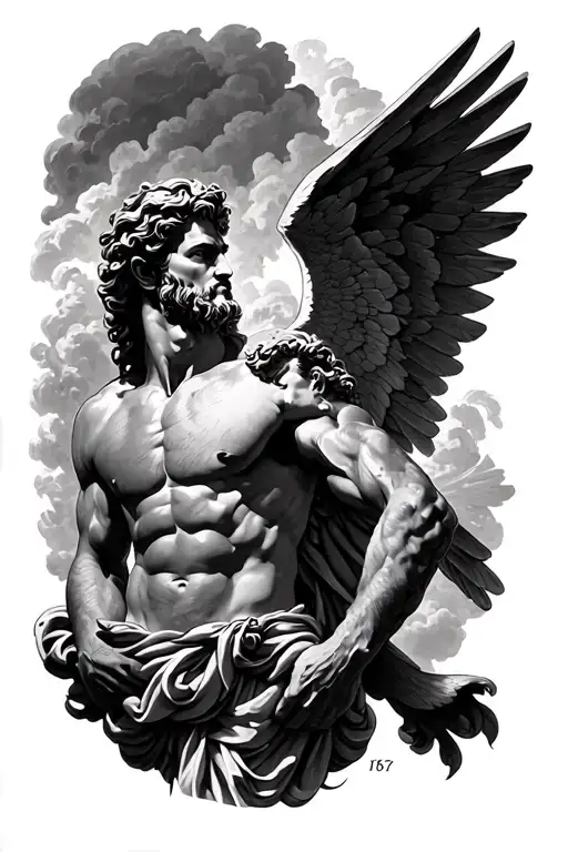 Icarus With Zeus Watching Upper Arm Sleeve