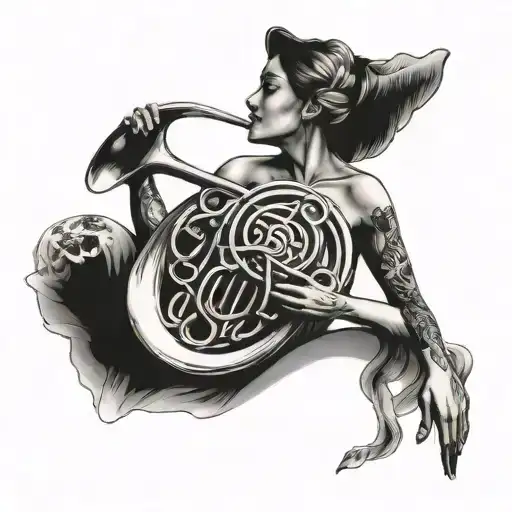 French Horn Woman Sitting