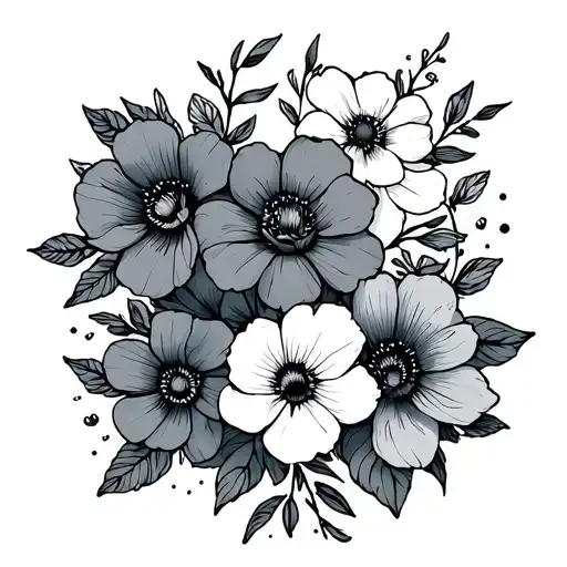 3 Best Friends Simple Line Drawing Floral