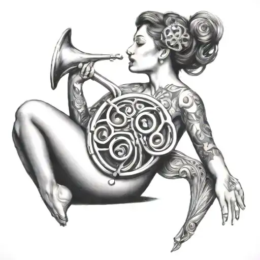 French Horn Woman Sitting