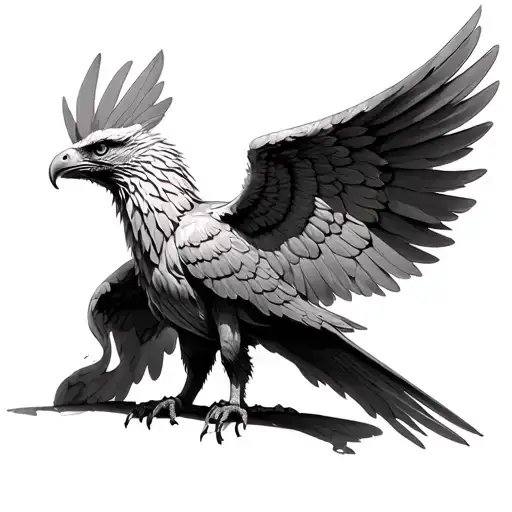 Realistic Griffin With Its Wings Open