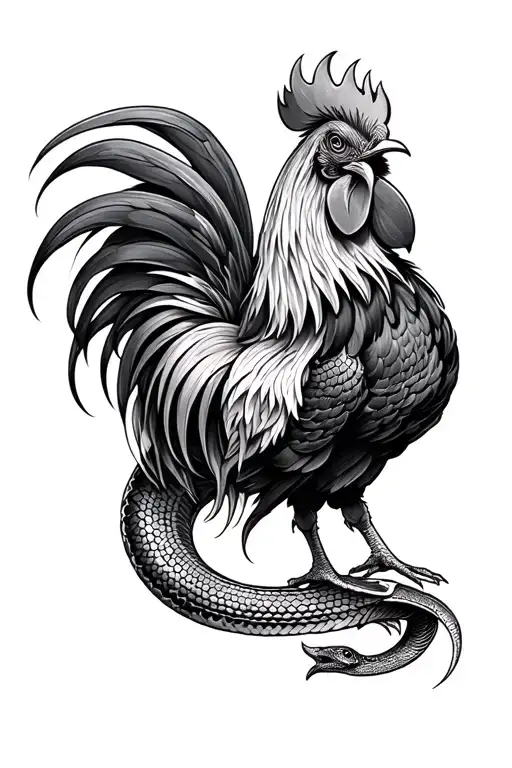 Tattoo Of Chinese Zodiac Signs Rooster And Snake