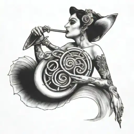 French Horn Woman Face