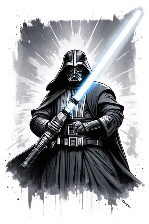 Obi Wans Light Saber Grey Scale With Blade