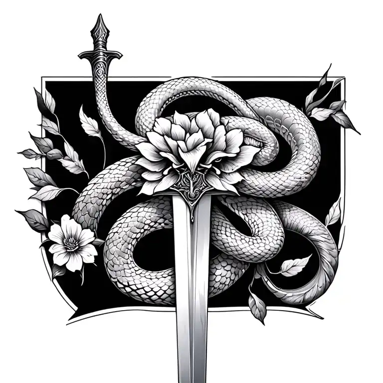 Sword With Snake And Flowers