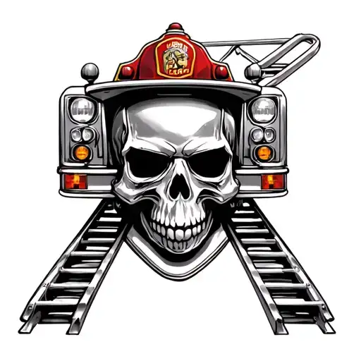 Firefighter Skull Ladder Truck