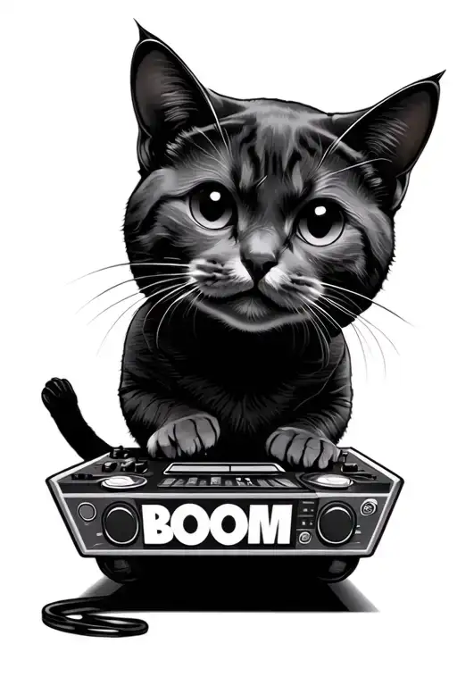 Dj Cat With The Word 'Boom' Written