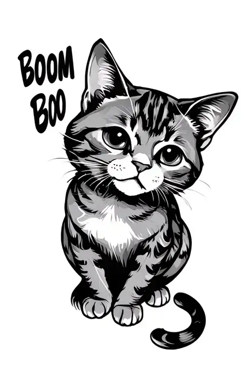 Simple Dj Cat With The Word 'Boom' Written