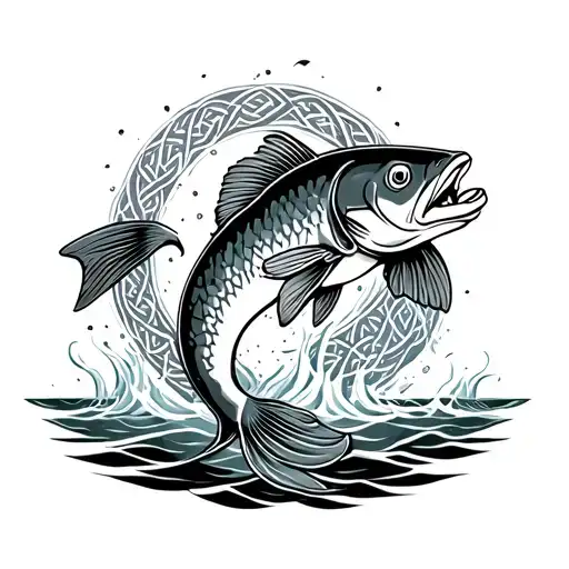 Celtic Knot Shaped Salmon Jumping
