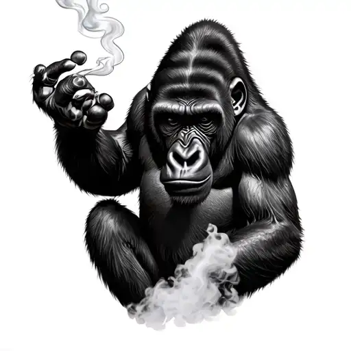 Realist Gorilla Smoking