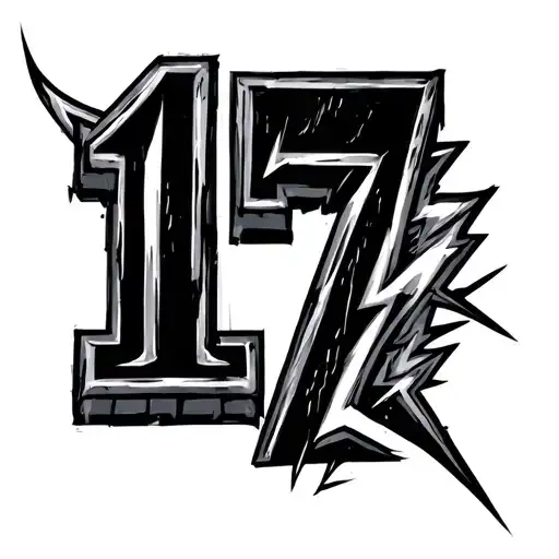 Lightning Bolt With Hidden Number 17