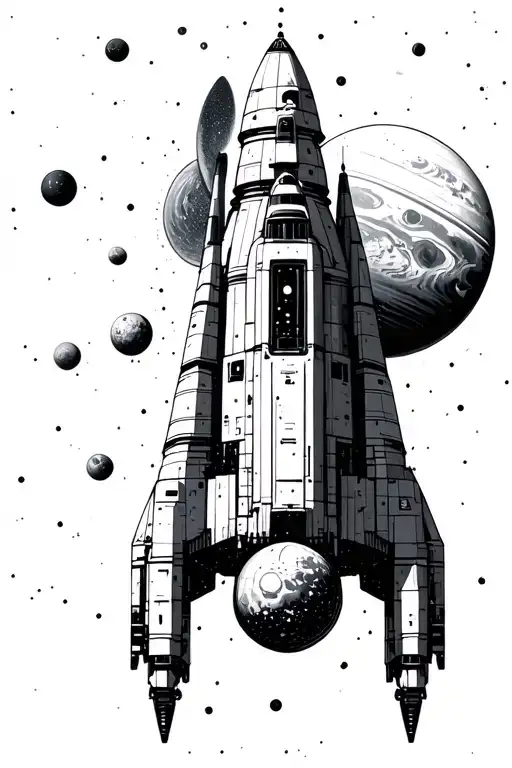 Gemetrical Planets Pointillism Spaceship