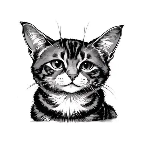 Cat Sits And Watches Tv