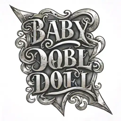 Written Word 'Baby Doll' In Metal Music Font