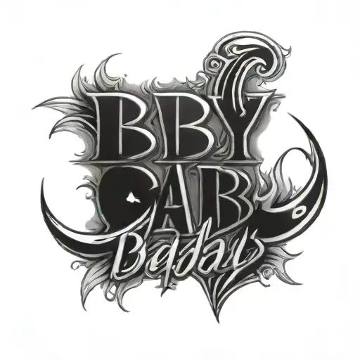 The Word 'Baby' Written In Metal Music Style
