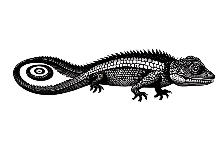 A Chameleon Tail Wrapping Around The Wrist Ending In The Signature Spiral