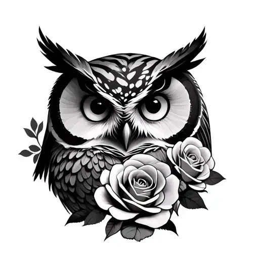 Owl And Roses