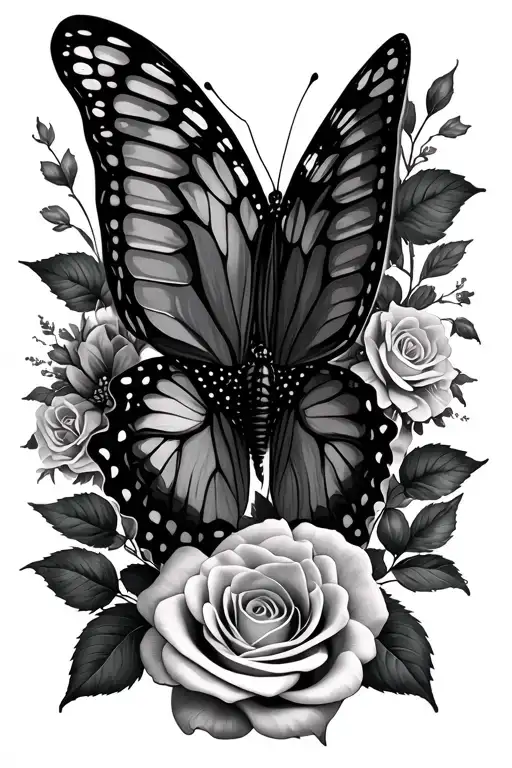 Butterfly Rose Flowe And Oceancsleeve