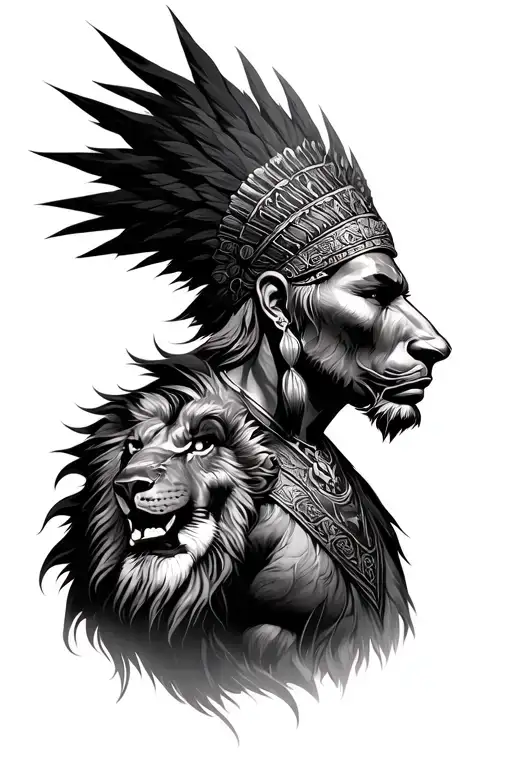Warrior With Lion Headdress