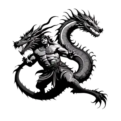 Sri Lankan Warrior Battling A Dragon