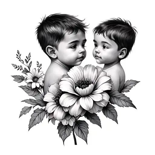 Three Sons Born April June And June With Flowers