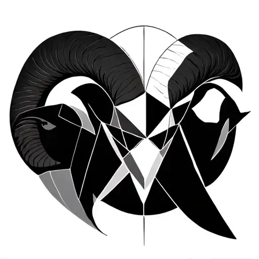 Aries Aquarius Geometric Design