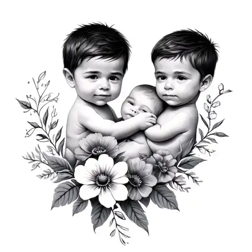Three Sons Born April June And June With Flowers