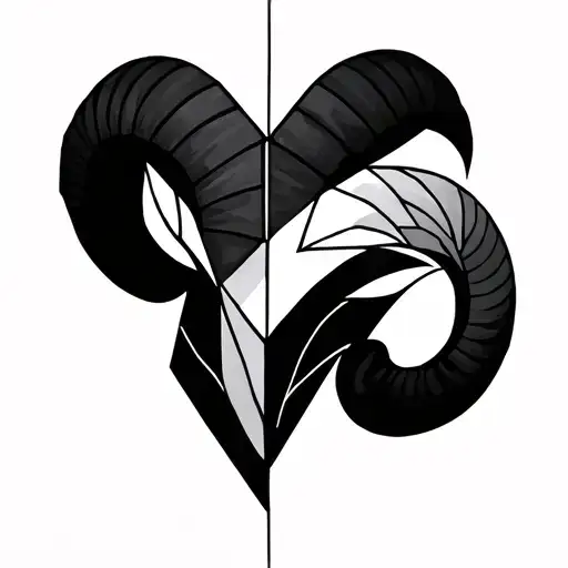 Aries Aquarius Geometric Line Design